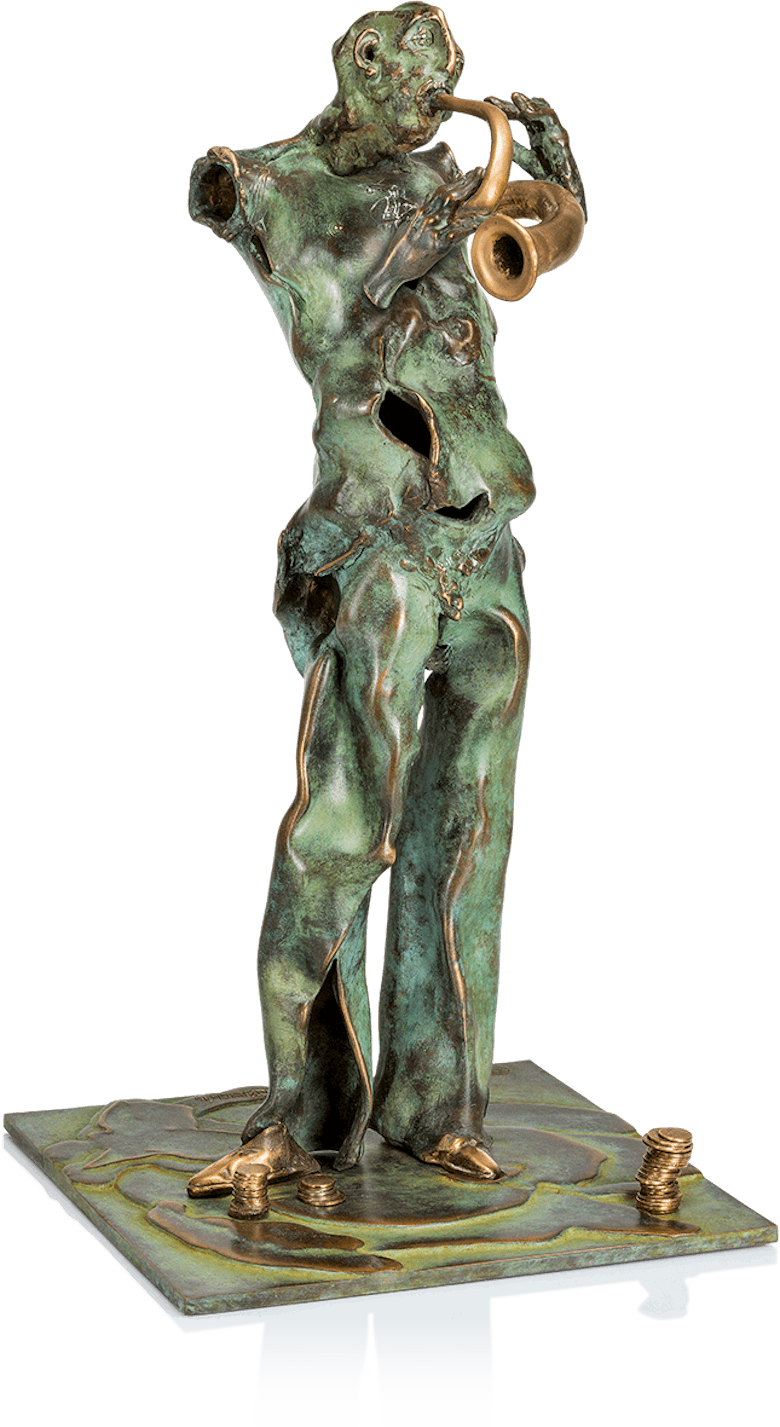 Bronzefigur »Straßenmusikant« von Nikolaus-Otto Kruch