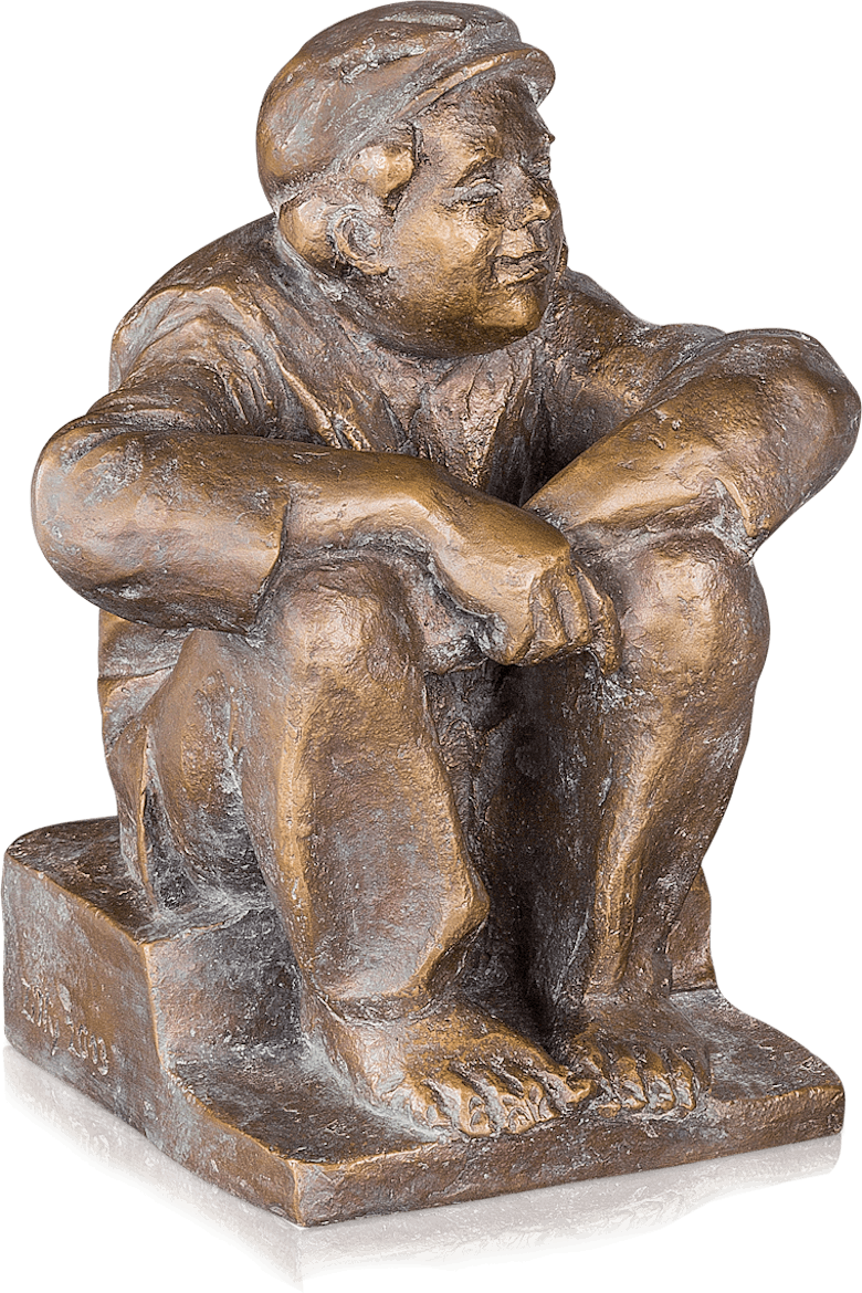 Bronzefigur Heiterer Schlingel von Friedhelm Zilly