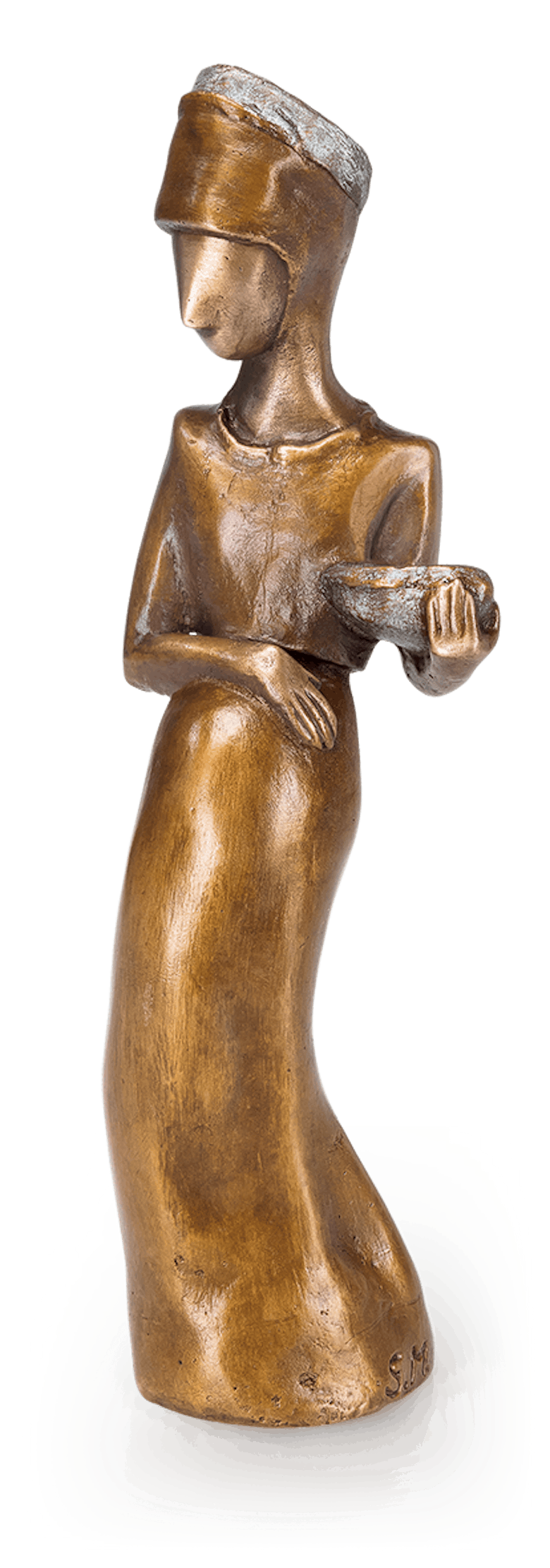 Bronzefigur Schwangere mit Korb von Sonja Marschner