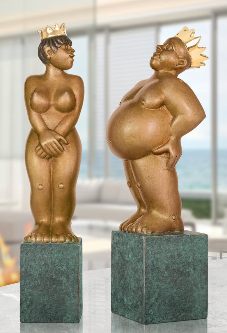 Bronzefigur Königin und König im Set von Stefan Donhauser