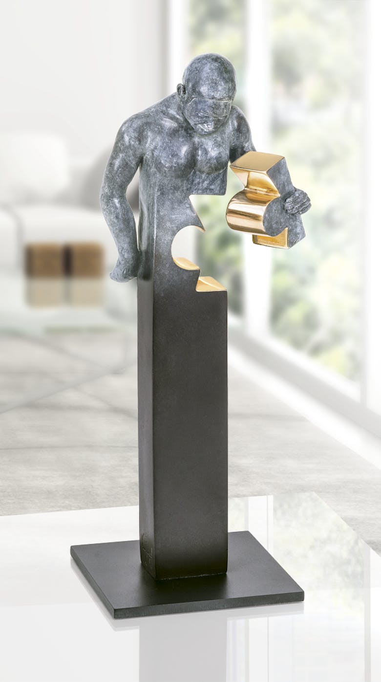 Bronzefigur Eureka von Annie Jungers