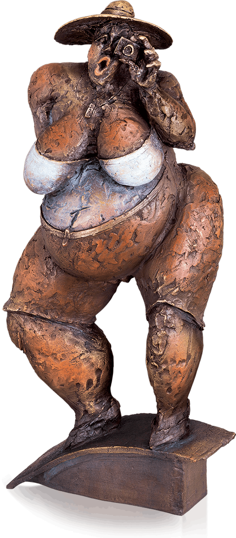 Bronzefigur Touristin von Roucka