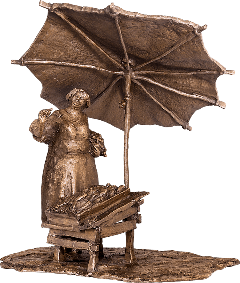 Bronzefigur Marktfrau von Joseph Michael Neustifter