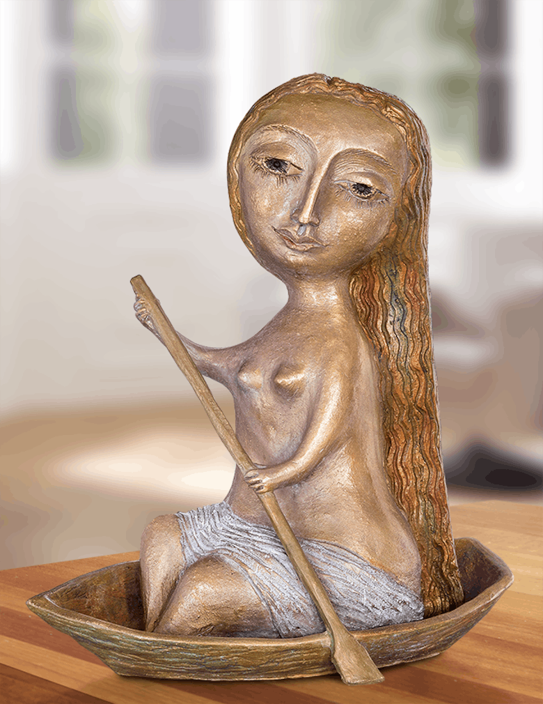Bronzefigur Perlenfischerin von Elya Yalonetski