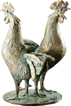 Bronzefigur Zwei Hähne von Hans Nübold
