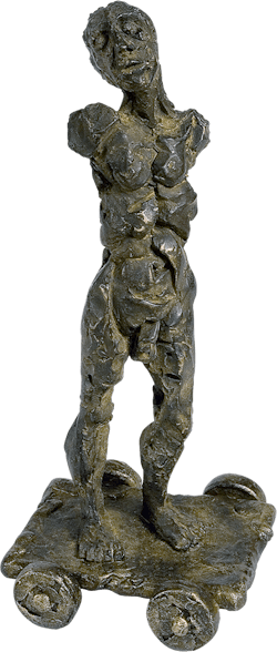 Bronzefigur Mann mit Wagen von Manuel Donato Diez