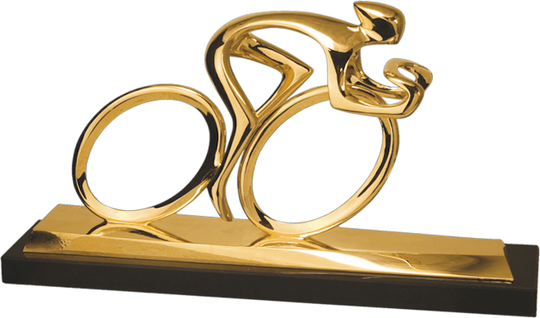 Bronzefigur Radler, vergoldet von Torsten Mücke