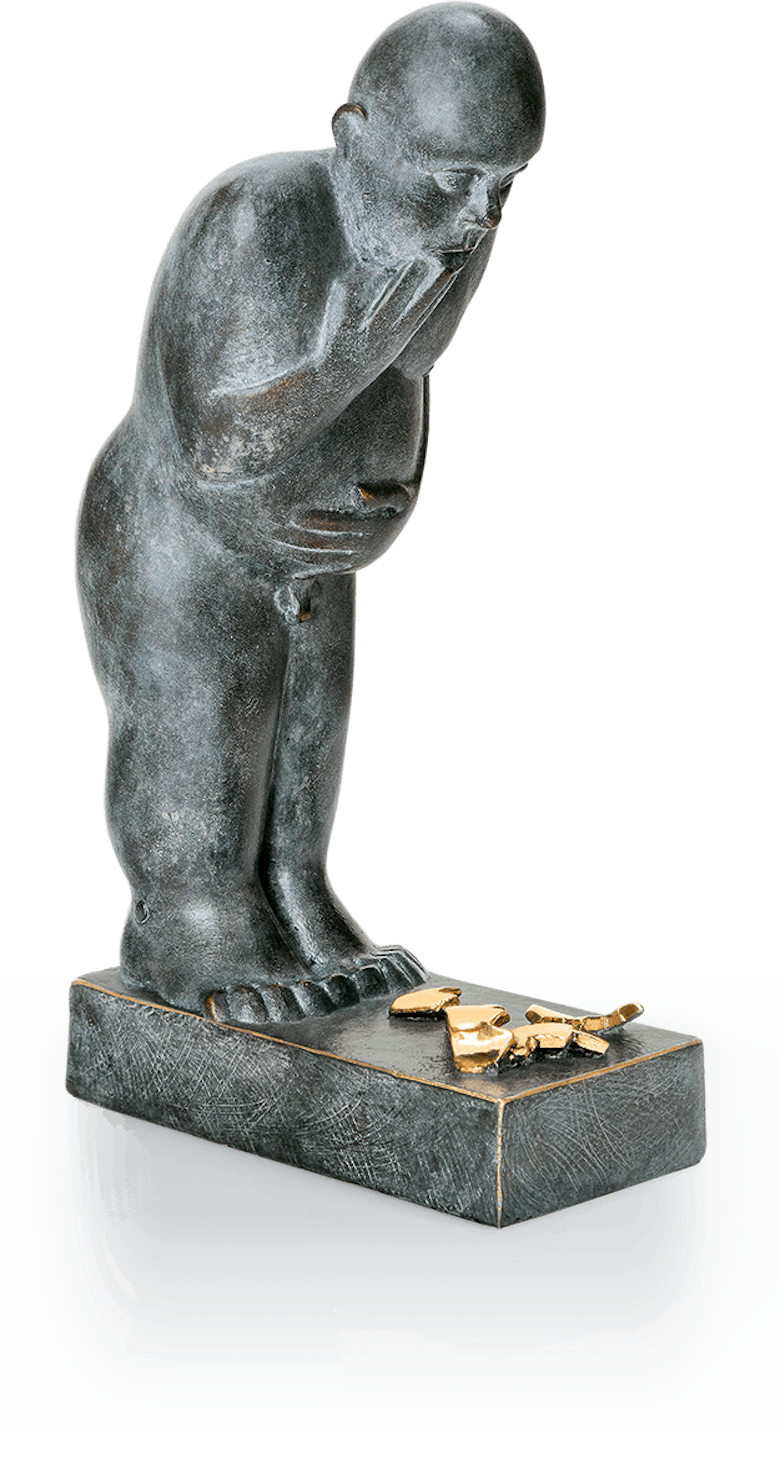 Bronzefigur Malheur von Stefan Donhauser