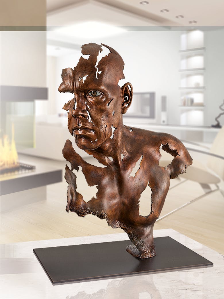 Bronzefigur Face to Face von Jamie Salmon