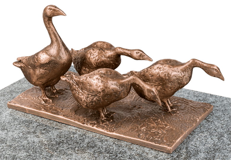 Bronzefigur Gänsegruppe von Hans Nübold