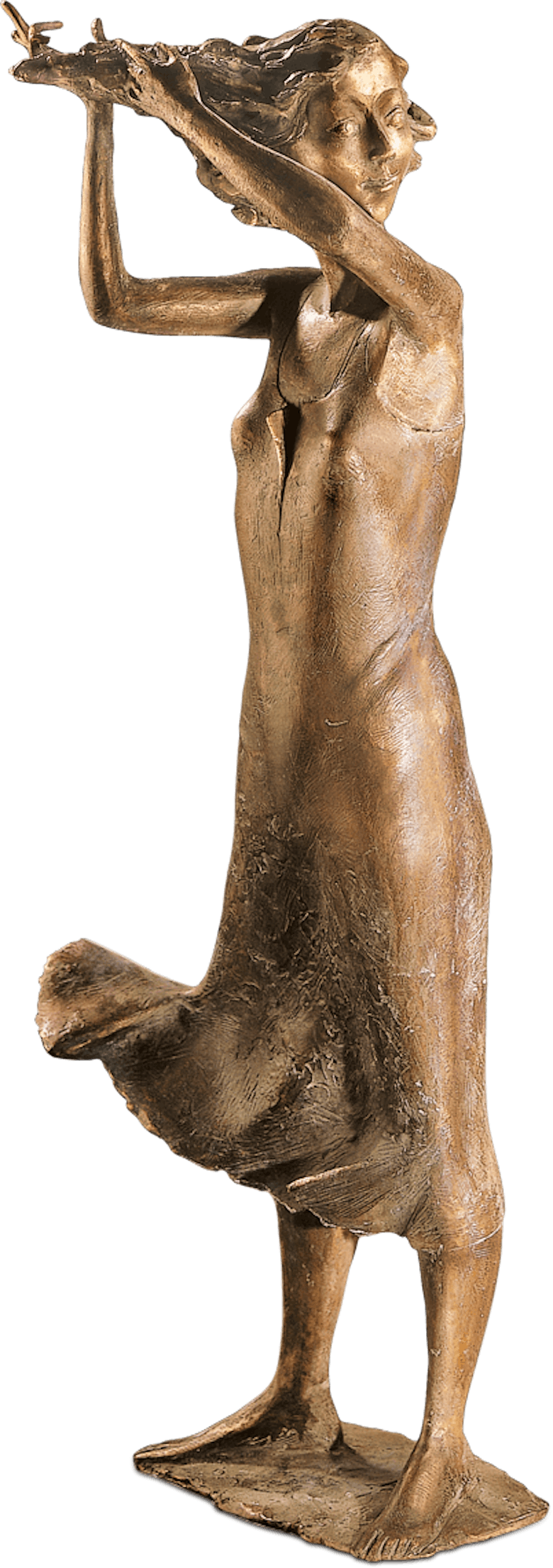 Bronzefigur Mädchen im Wind von Hans Nübold