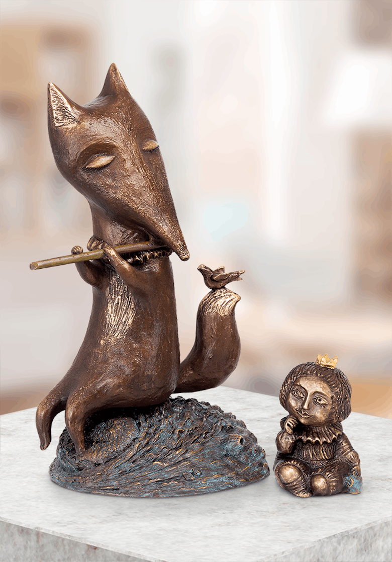Bronzefigur Fuchs und Prinz von Elya Yalonetski
