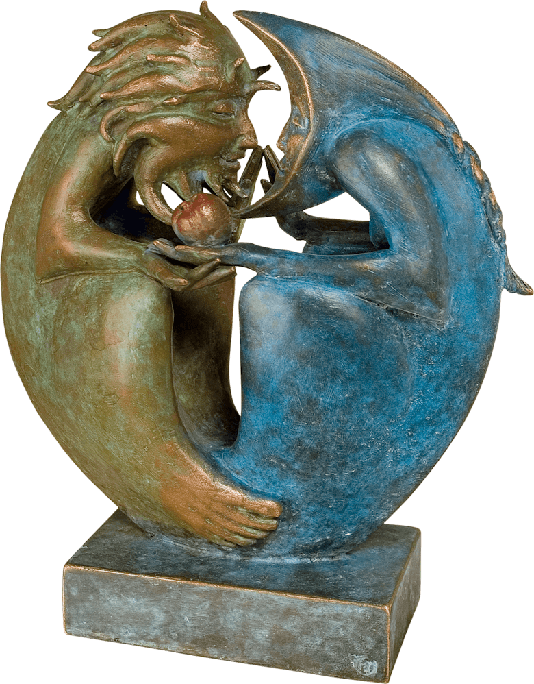 Bronzefigur Sun & Moon von Fidelma Massey