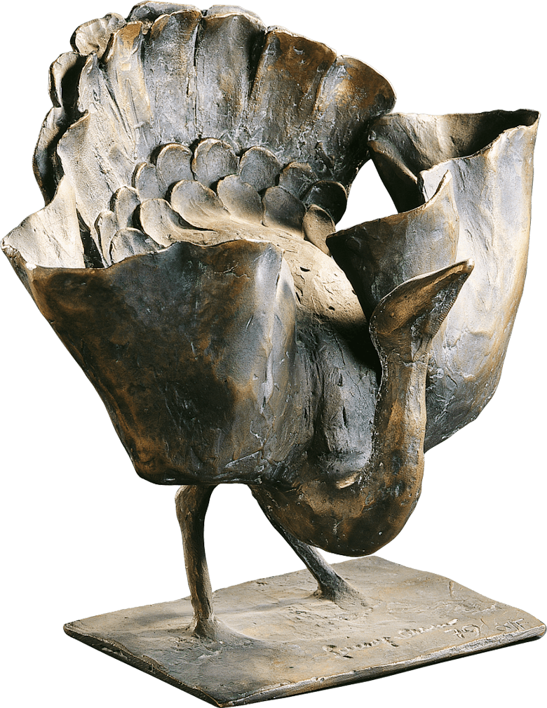 Bronzefigur Balzender Vogel von Gotthelf Schlotter