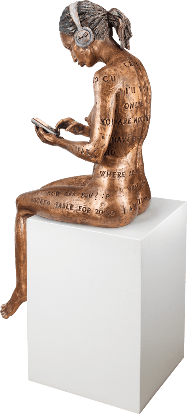 Bronzefigur Online Romance (Lady) von Michal Trpak