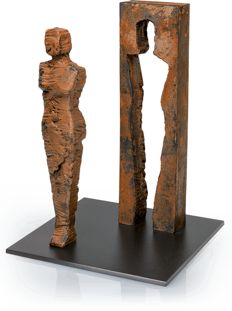 Bronzeskulptur-Kubus-Frau