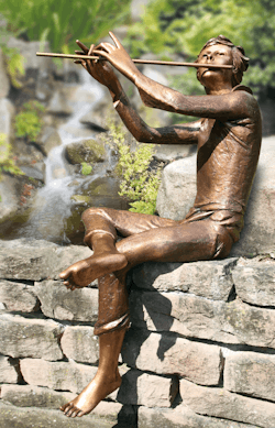 Bronzefigur Flötenspieler von Rinaldo Bigi