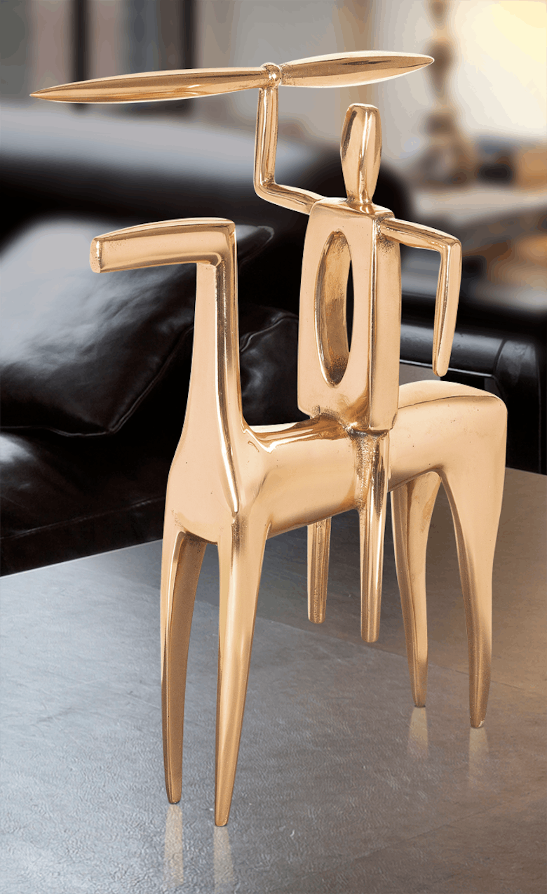 Bronzefigur Pferd mit Reiter von Tobias Eder