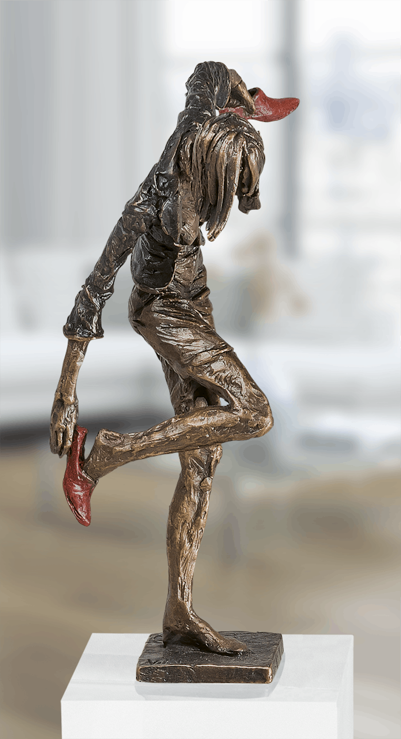 Bronzefigur Bürofrau-Balance von Vitali Safronov