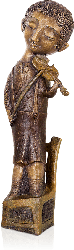 Bronzefigur Geiger auf Stuhl von Elya Yalonetski