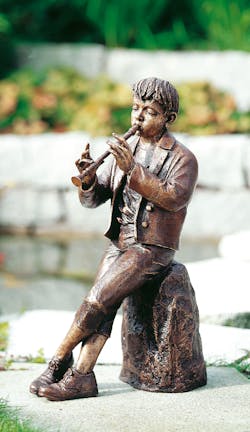 Bronzefigur Flötenspieler von Leo Wirth