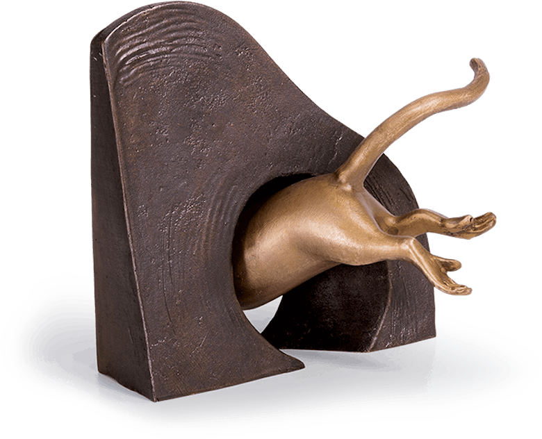 Bronzefigur Maus, flüchtend von Atelier Strassacker
