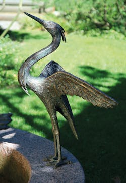Bronzefigur Fischreiher von Ernst Günzkofer