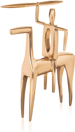 Bronzefigur Pferd mit Reiter von Tobias Eder