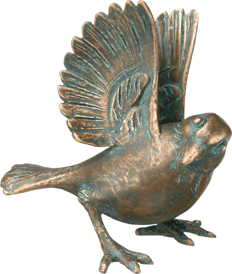 Bronzefigur Spatz, landend von Atelier Strassacker