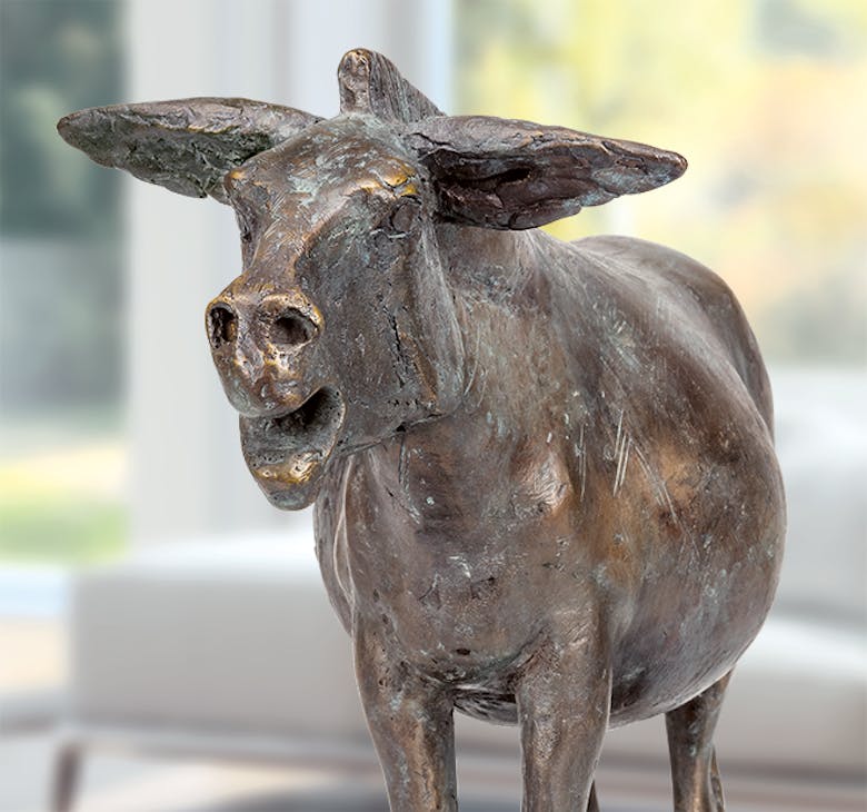 Bronzefigur Esel von Hans Nübold
