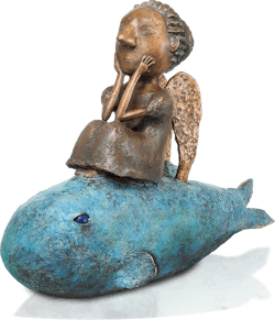 Bronzefigur Girl on a fish von Natalia Obada