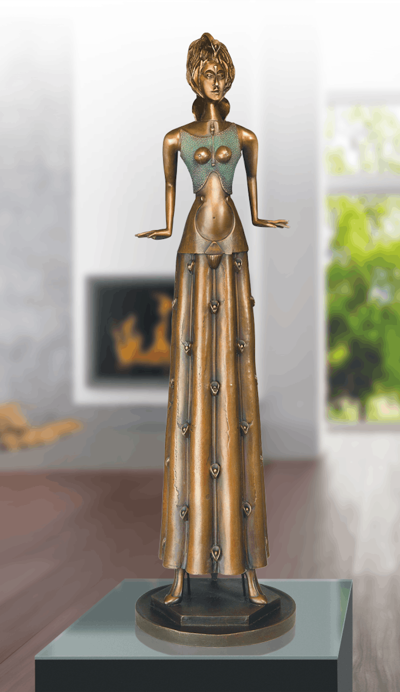 Bronzefigur Tänzerin im Blumenkleid von Paul Wunderlich