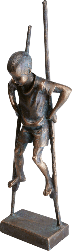Bronzefigur Stelzenläufer von Willi Tannheimer