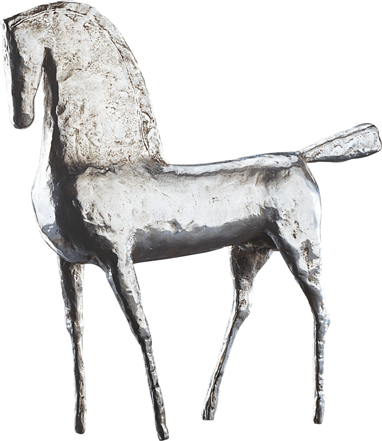 Bronzefigur Pferd, silber von Hermann Schwahn