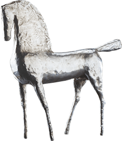 Bronzefigur Pferd, silber von Hermann Schwahn