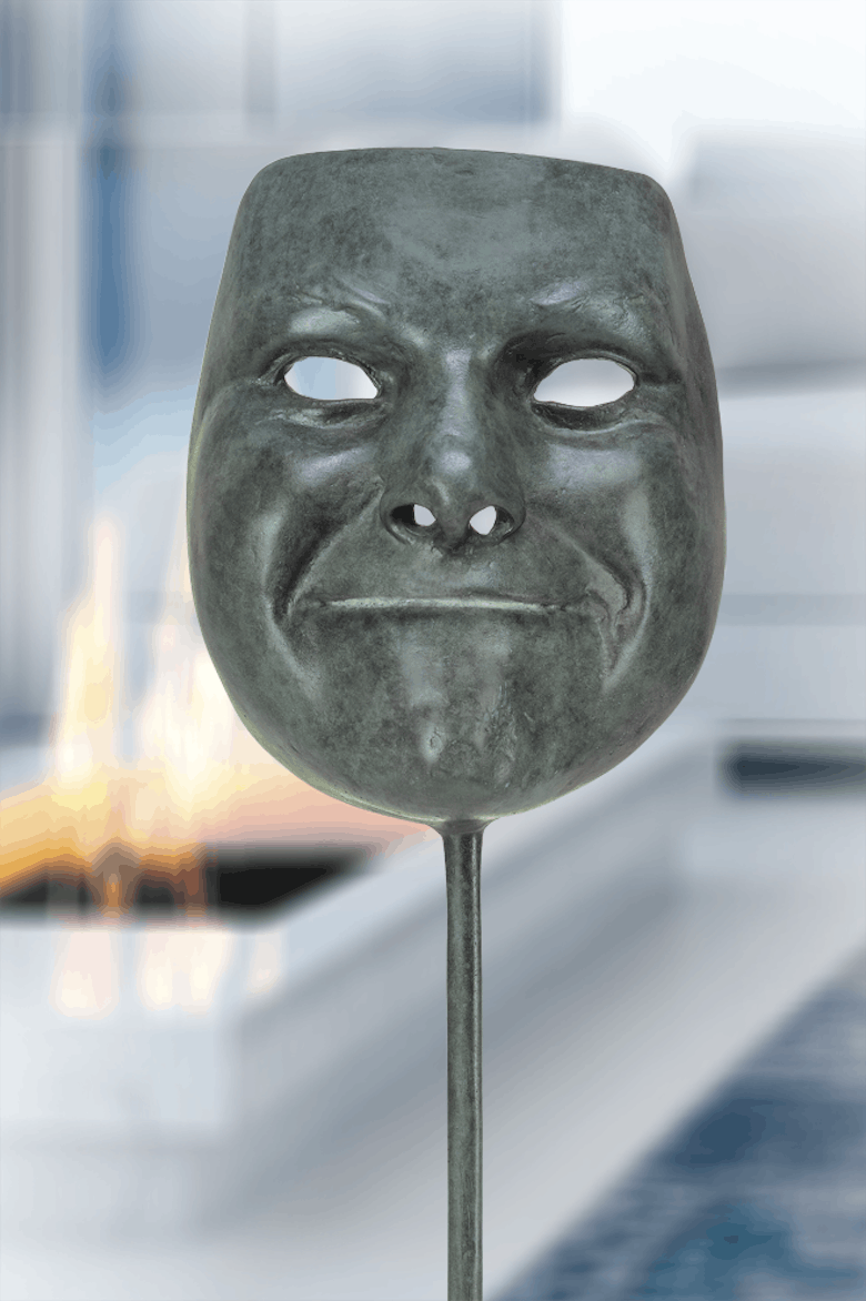 Bronzefigur Mask III von Veronika Psotková