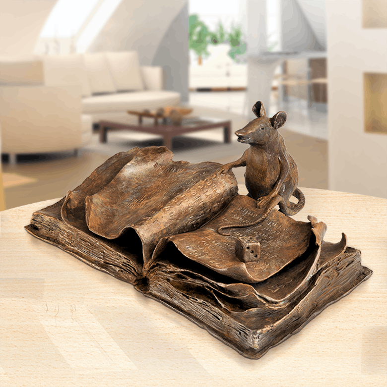 Bronzefigur Le Rat de Bibliothèque von Agnès Boulloche