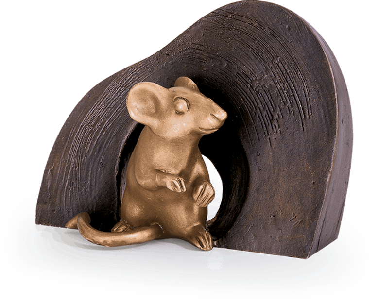 Bronzefigur Maus, sitzend von Atelier Strassacker