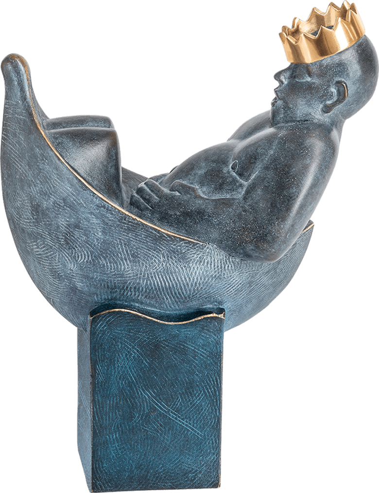 Bronzefigur Mann im Boot von Stefan Donhauser