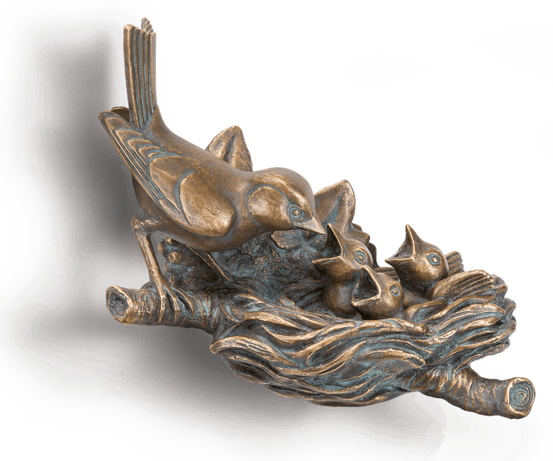 Bronzeskulptur Vogel - Finkennest