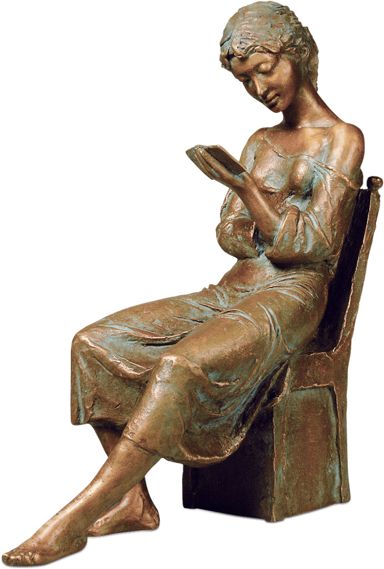 Bronzefigur Der Brief von Erwin A. Schinzel