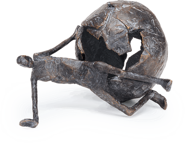 Bronzefigur »Zerbrochen« von Marianne Mostert