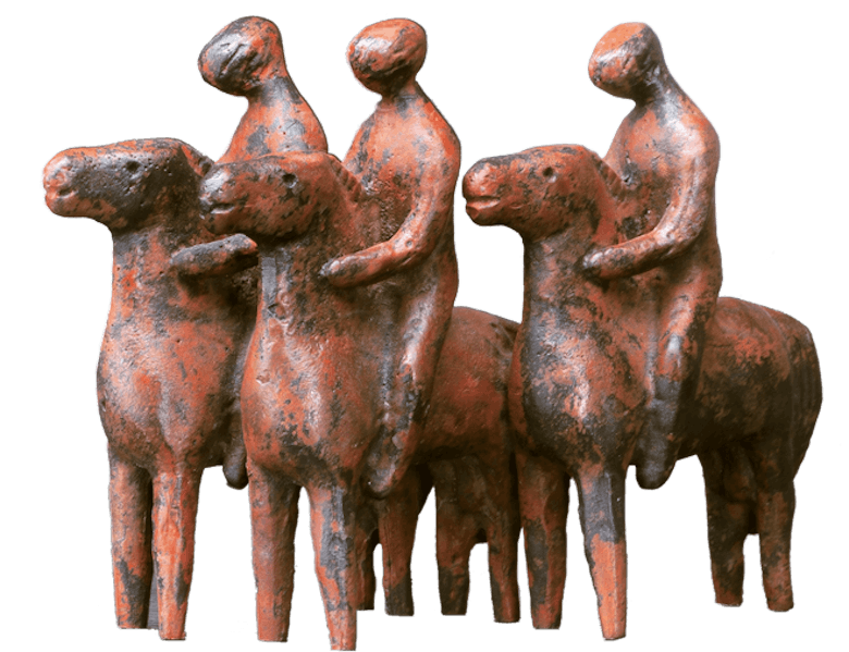 Bronzefigur Reitergruppe von Hermann Schwahn