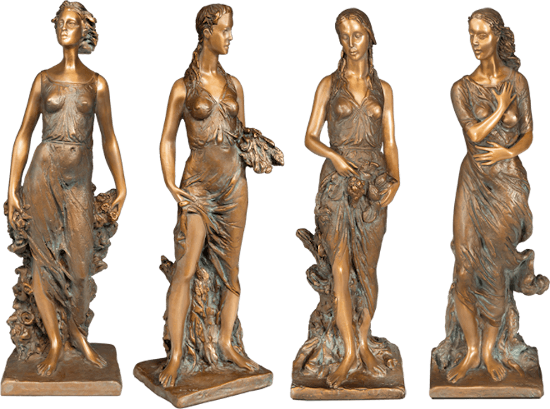 Bronzefigur Frühling, Sommer, Herbst, Winter als Set von Romano Cosci