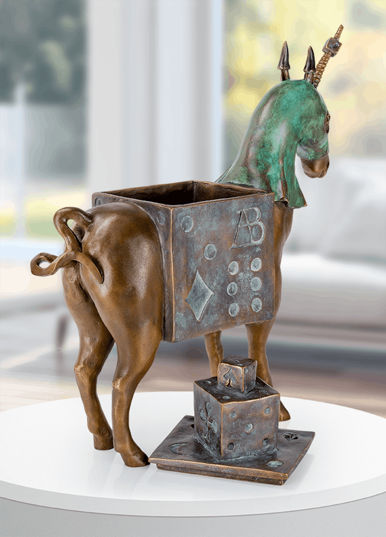 Bronzefigur Unicorn Box von Agnès Boulloche