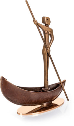 Bronzefigur Wassergöttin auf Barke von Heinz Rupp