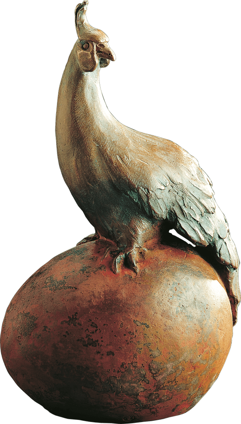 Bronzefigur Fasan auf Ei von Sigrid Stöcker