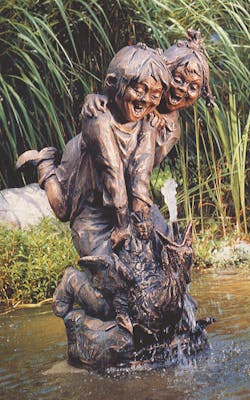 Bronzefigur Zwei Kinder auf Gans von Frido Graziani