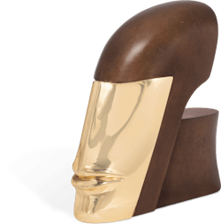 Bronzefigur Kopf mit Maske von Günther Stimpfl
