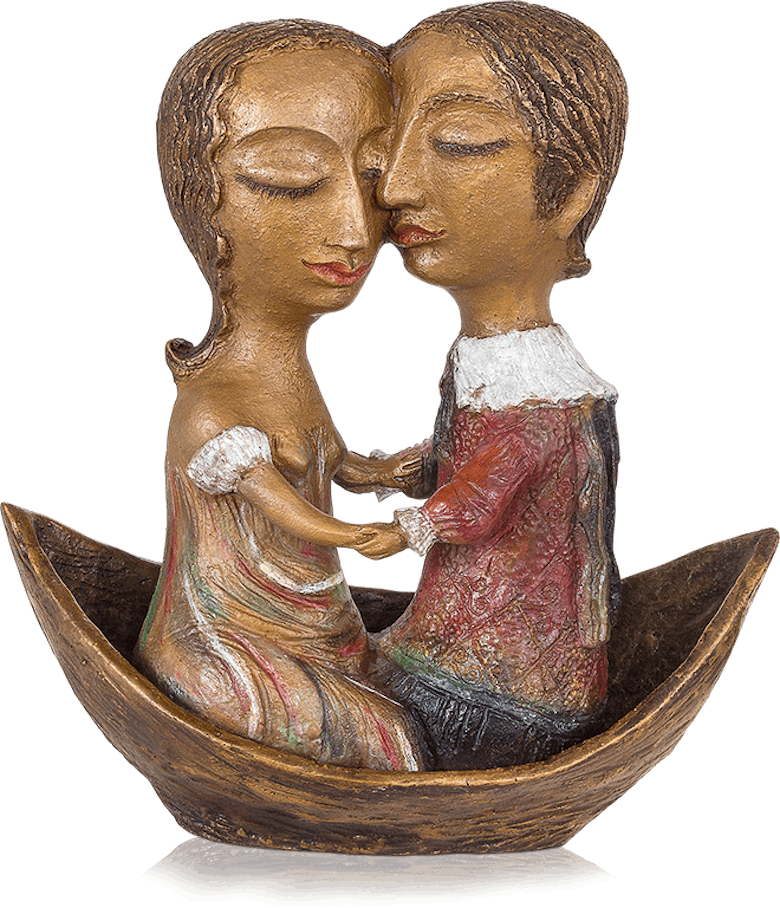 Bronzefigur Liebende in Gondel von Elya Yalonetski